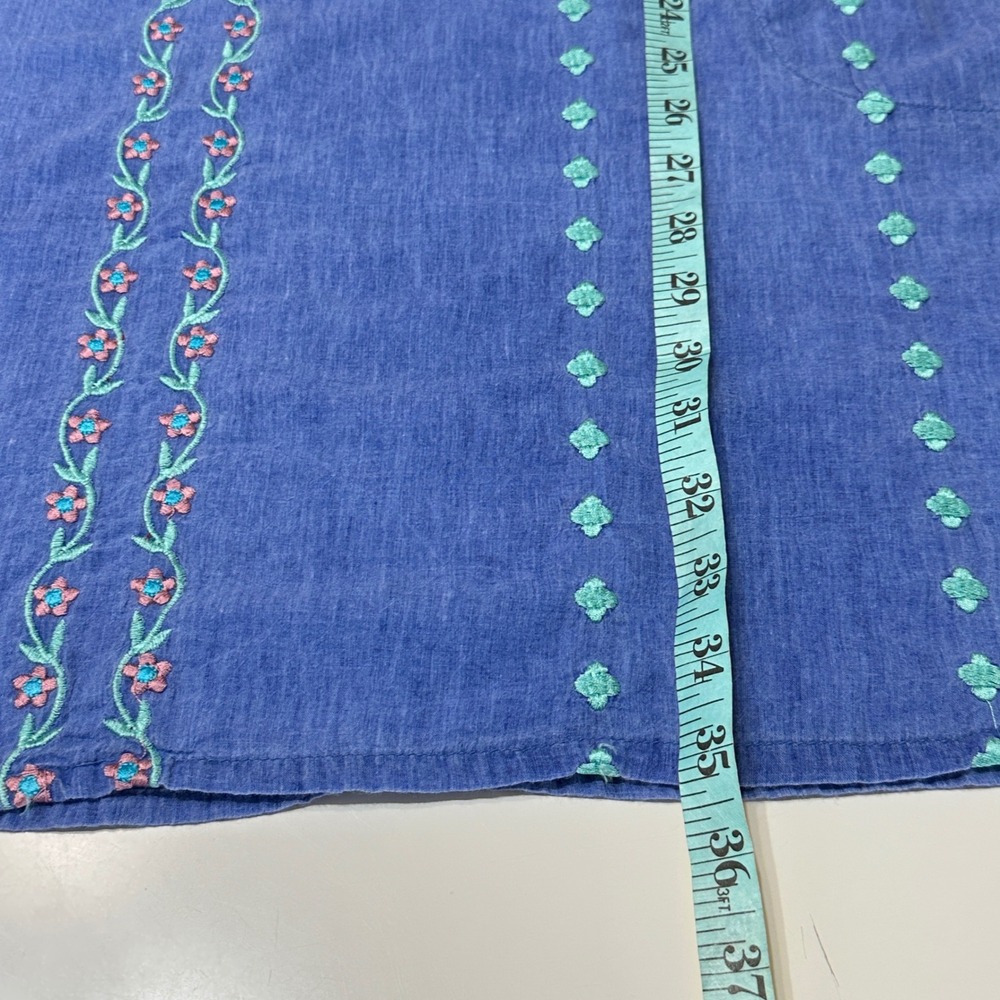 LulaLife Embroidered Dress Womens Small Blue Bohemian Mumu Vacation House Dress - Picture 13 of 13